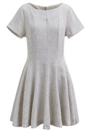 Fit-and-Flare Seamed Tweed Mini Dress in Ivory at Chic Wish
